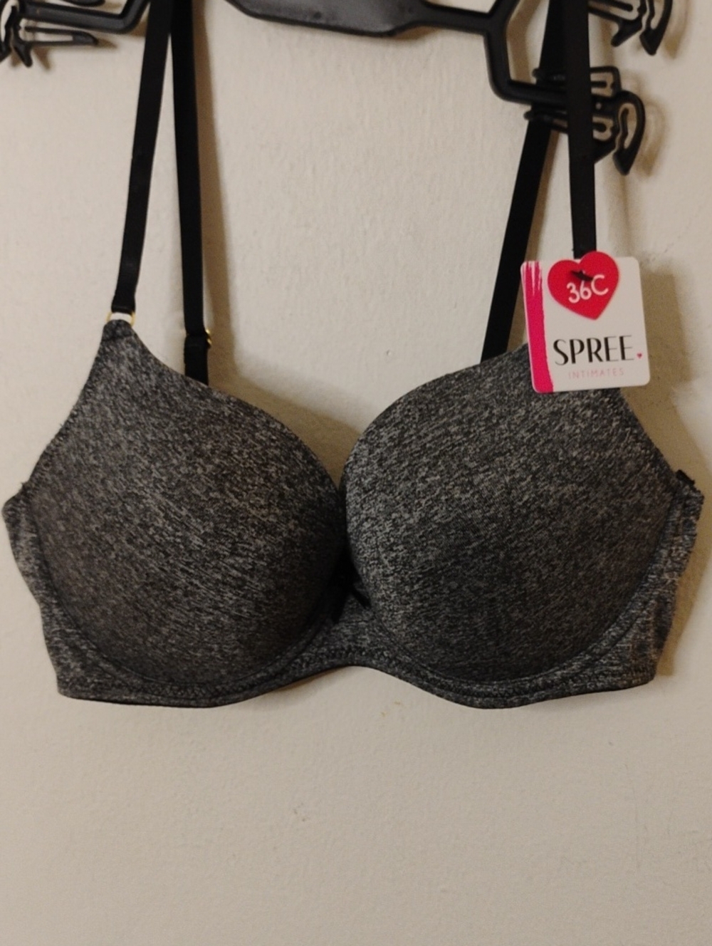 Spree Intimates Heather Charcoal Padded T-Shirt Bra - 36C